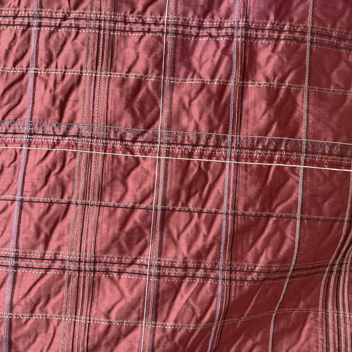 Oravelle Multi-Colored Stripe Plaid Silk Fabric in Spice