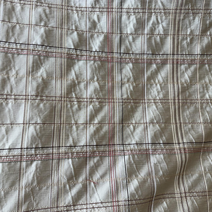 Oravelle Multi-Colored Stripe Plaid Silk Fabric in Woodrose