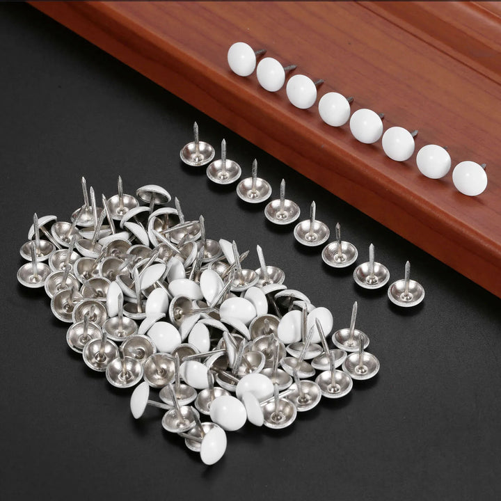 50pc White Round Metal Upholstery Nails