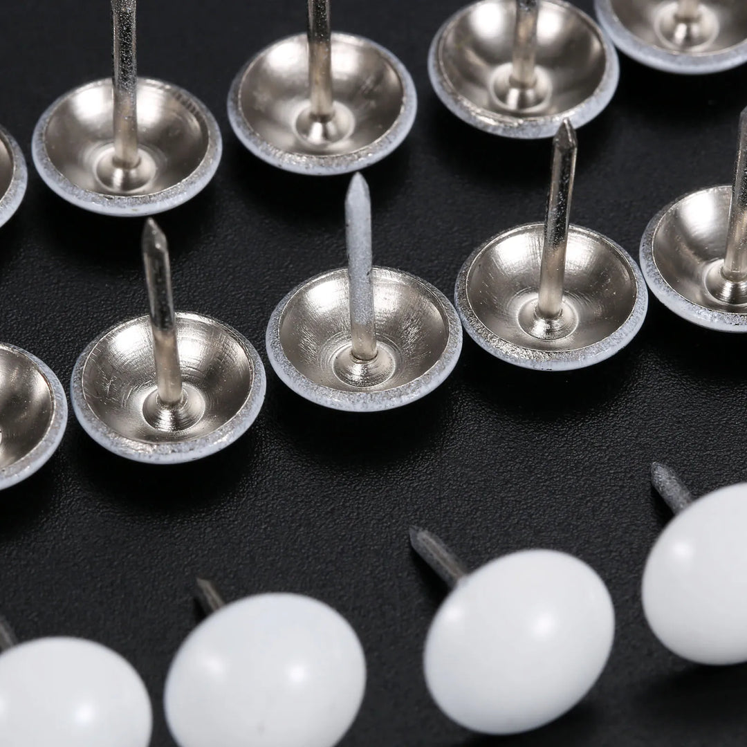 50pc White Round Metal Upholstery Nails