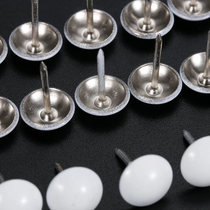 50pc White Round Metal Upholstery Nails