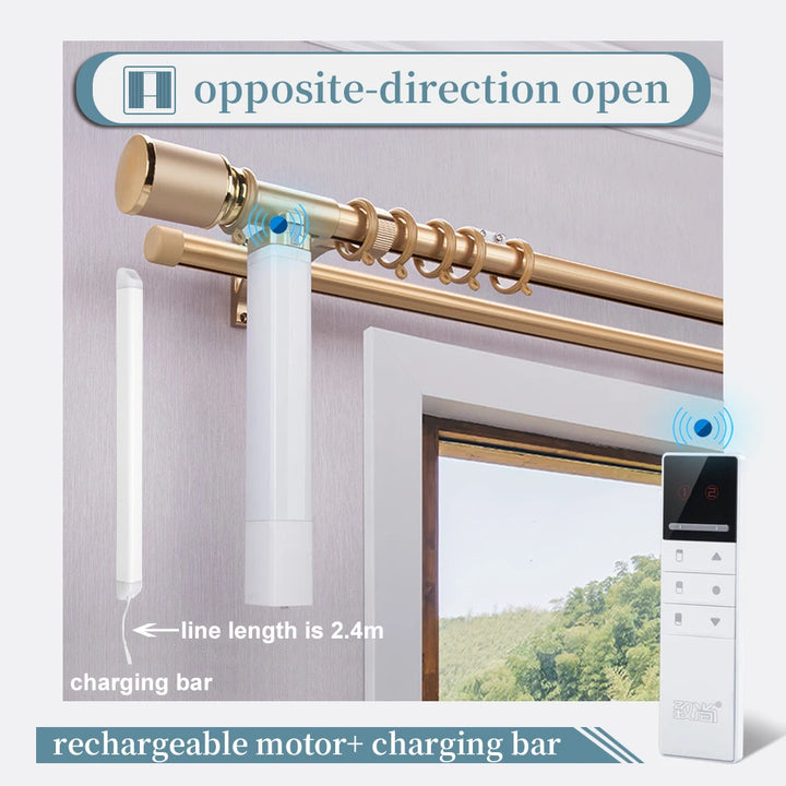 Motorized Double Curtain Tracks Rods