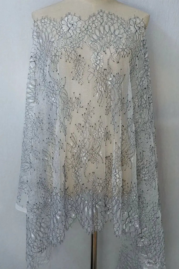 3 Yards / 2 Colors / Nivelle Embroidery Eyelash Lace