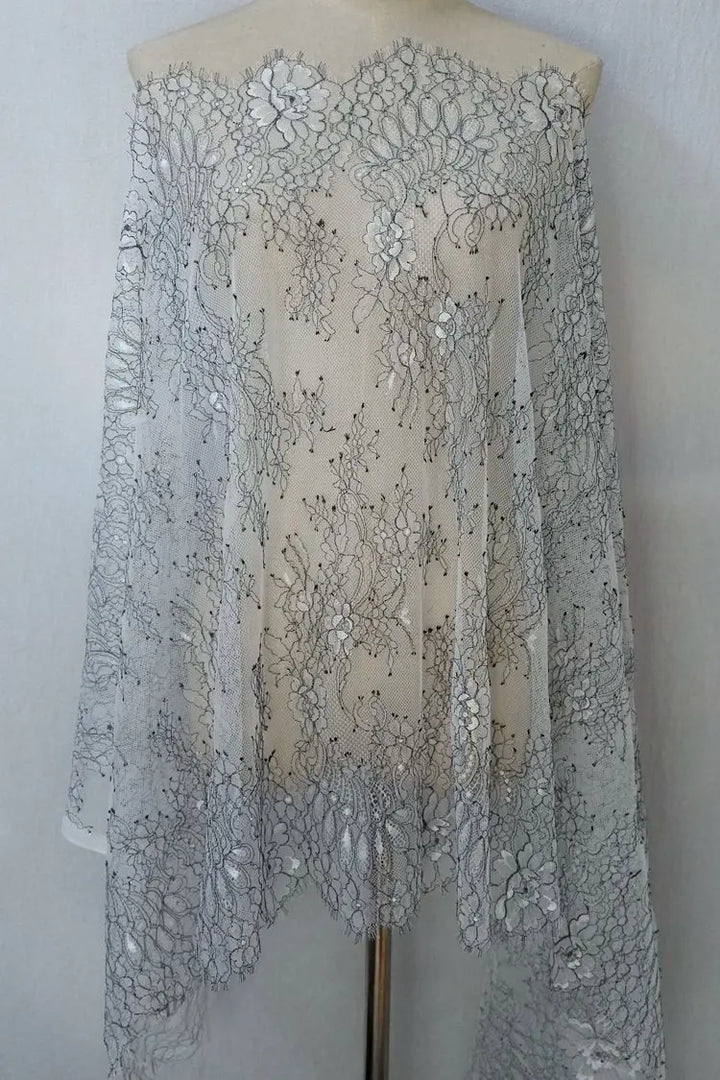 3 Yards / 2 Colors / Nivelle Embroidery Eyelash Lace