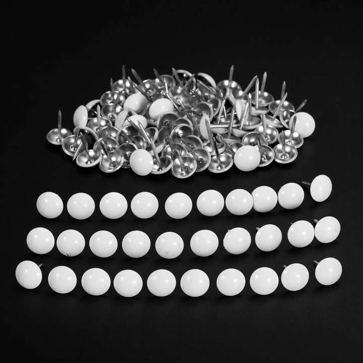 50pc White Round Metal Upholstery Nails