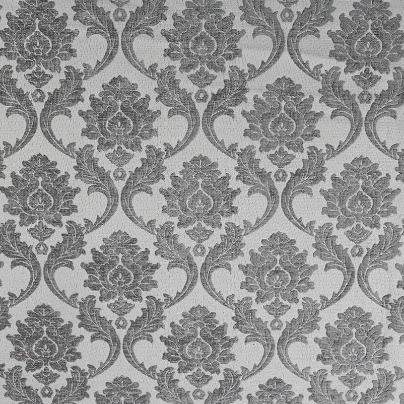 Solace Gray Two Tone Large Damask Flower Chenille Fabric