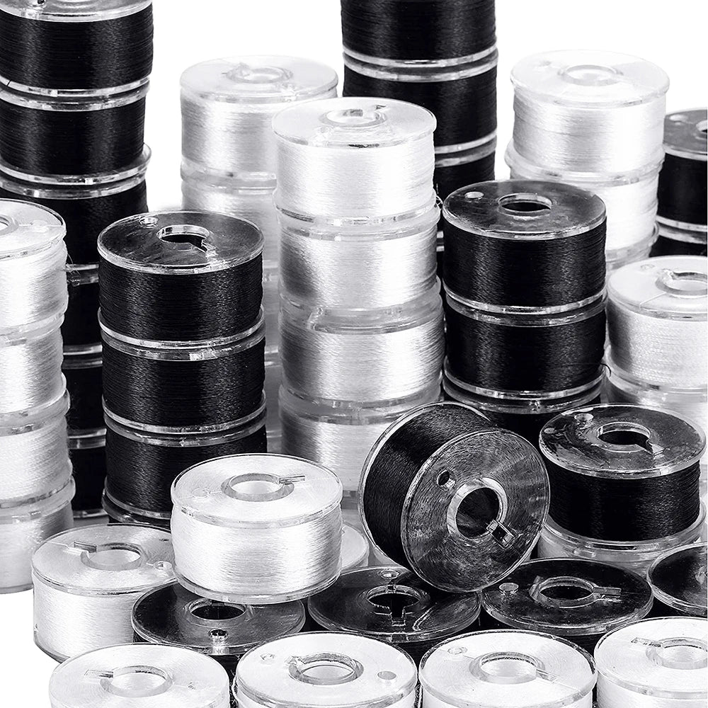 5PC / Black White PVC Sewing Thread Bobbins Set