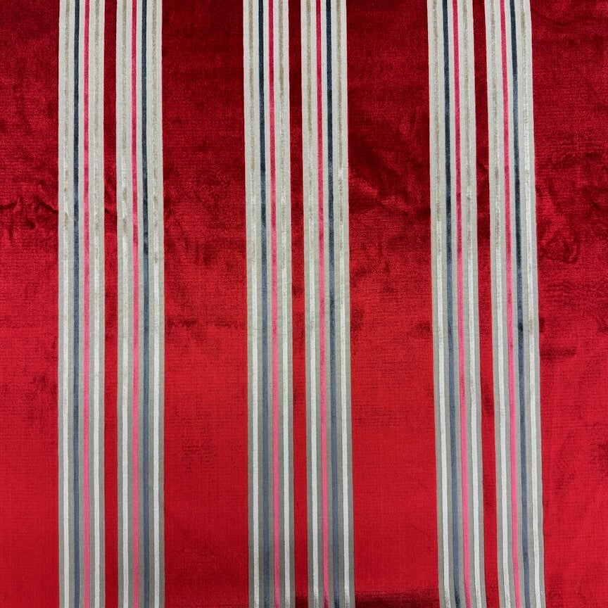 Eisengard Crimson Stripe Luxury Velvet Fabric