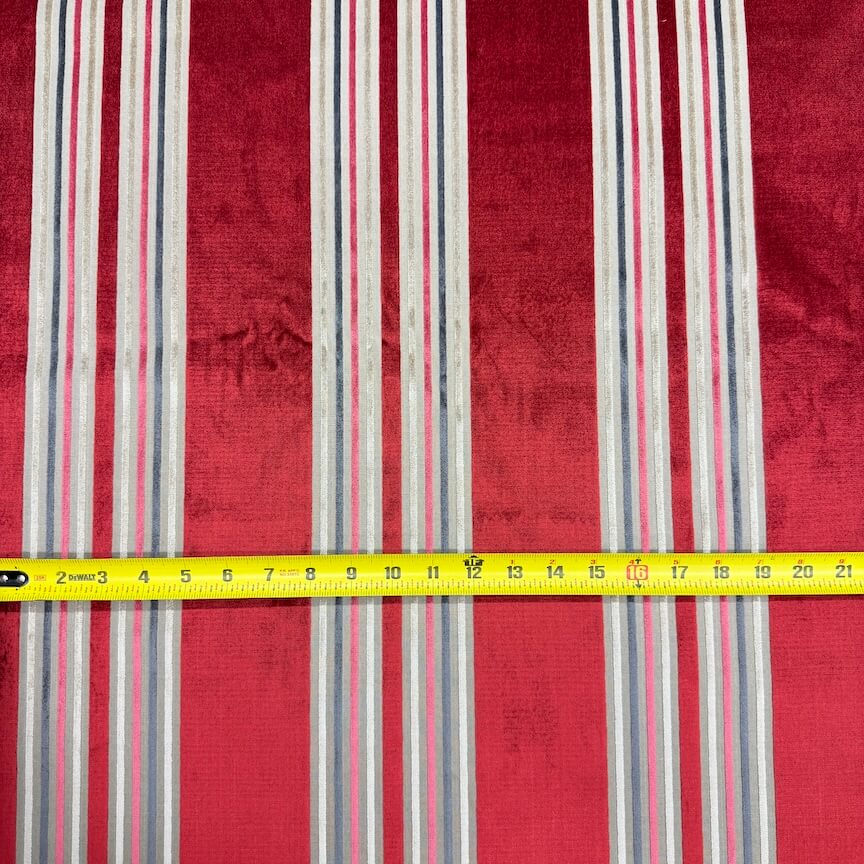 Eisengard Crimson Stripe Luxury Velvet Fabric