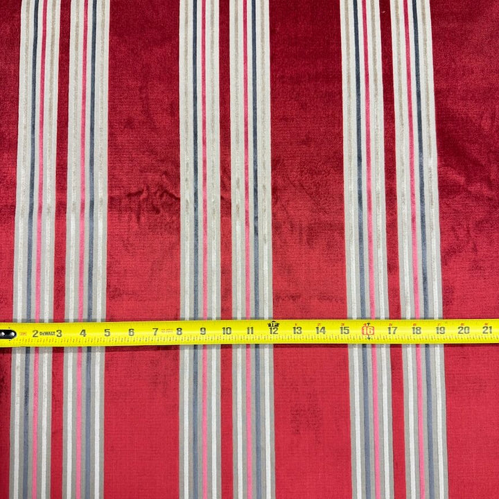 Eisengard Crimson Stripe Luxury Velvet Fabric