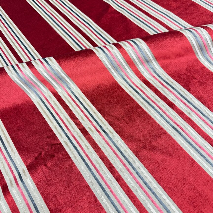 Eisengard Crimson Stripe Luxury Velvet Fabric