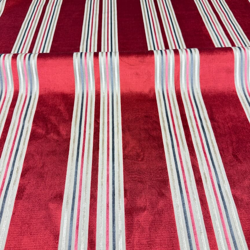 Eisengard Crimson Stripe Luxury Velvet Fabric
