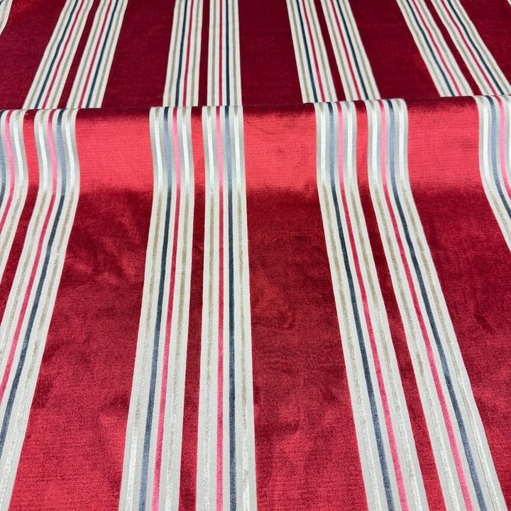 Eisengard Crimson Stripe Luxury Velvet Fabric