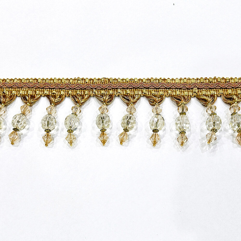 ANTOINETTE 4" Peach Gold Beaded Tassel Fringe Trim / By The Yard (Copy)