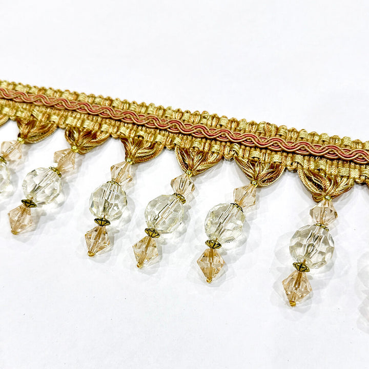 ANTOINETTE 4" Peach Gold Beaded Tassel Fringe Trim / By The Yard (Copy)