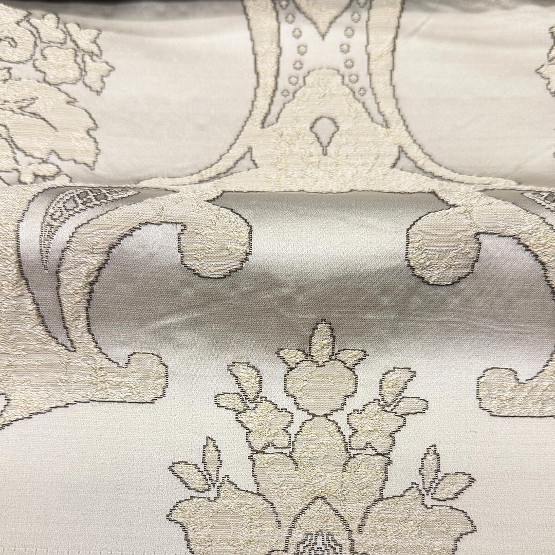 Veloria Ivory Damask Faux Silk Fabric