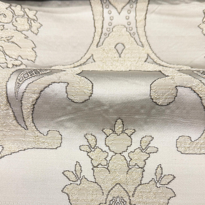 Veloria Ivory Damask Faux Silk Fabric