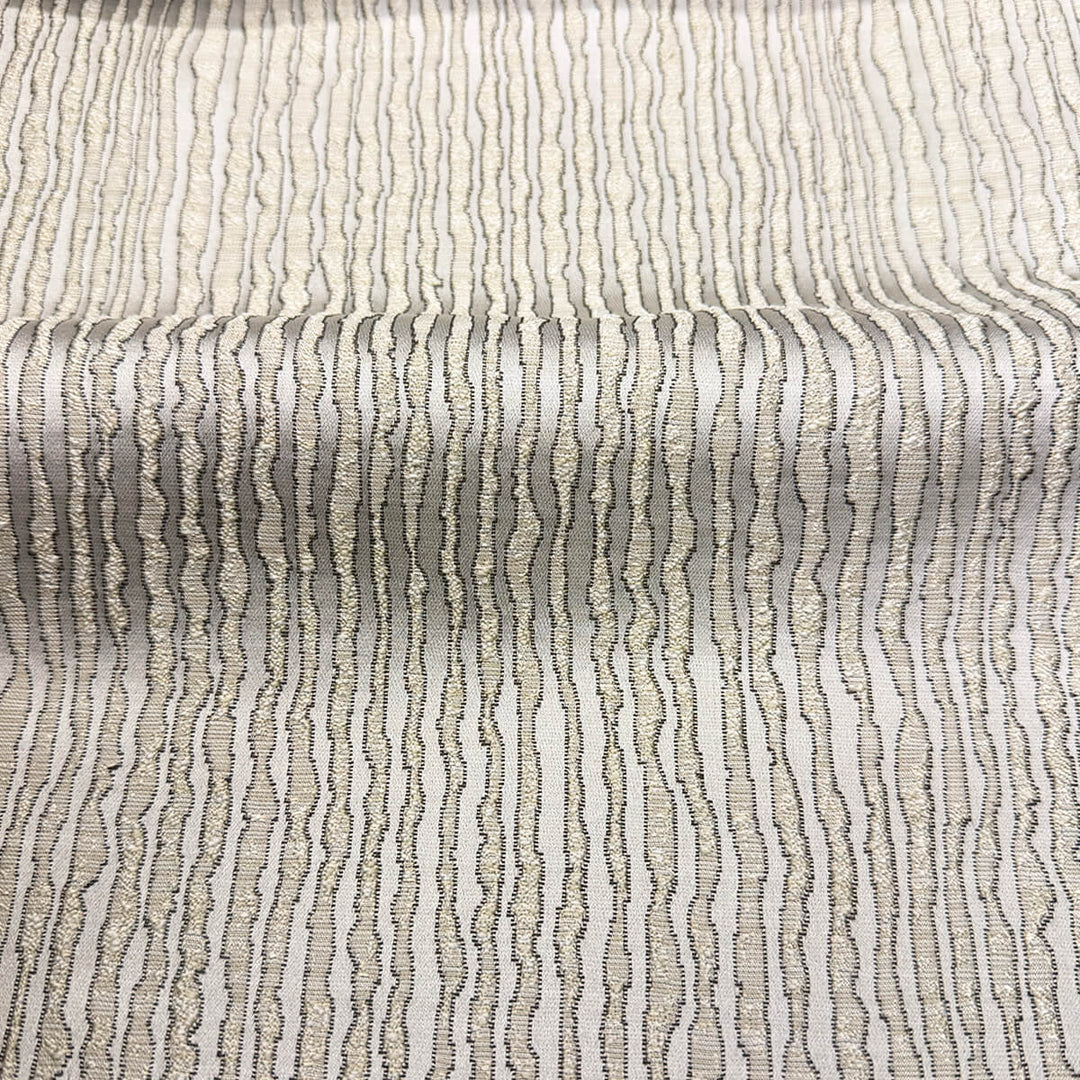 Arvenza Soft Silver Abstract Lines Faux Silk Fabric