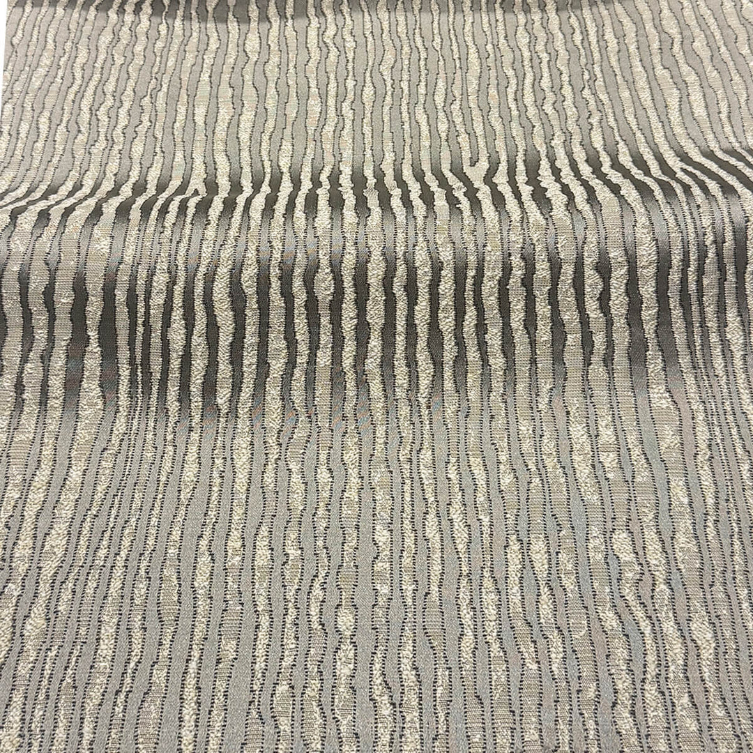 Arvenza Taupe Abstract Lines Faux Silk Fabric