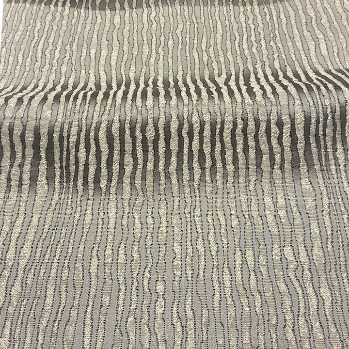Arvenza Taupe Abstract Lines Faux Silk Fabric
