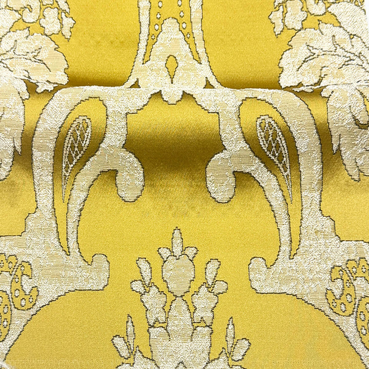 Veloria Gold Damask Faux Silk Fabric
