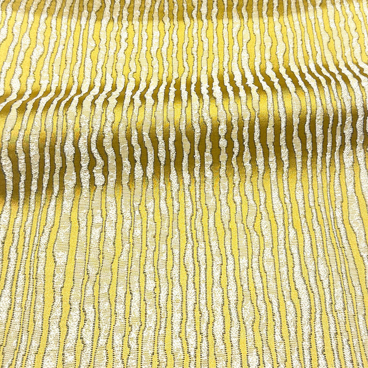 Arvenza Gold Abstract Lines Faux Silk Fabric