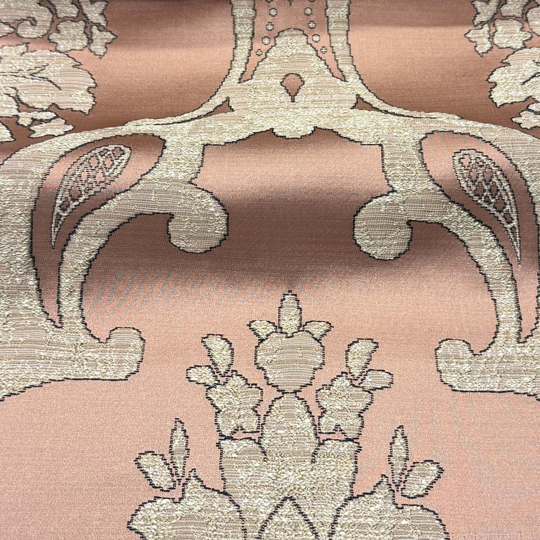 Veloria Blush Damask Faux Silk Fabric