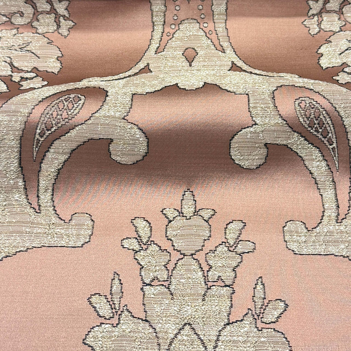 Veloria Blush Damask Faux Silk Fabric