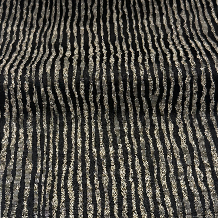 Arvenza Black Abstract Lines Faux Silk Fabric