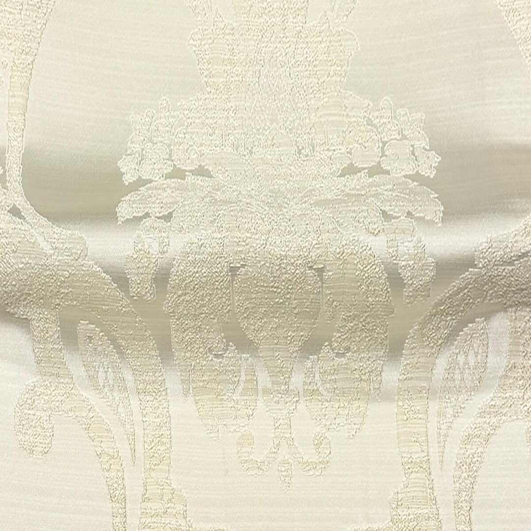 Veloria Off White Damask Faux Silk Fabric