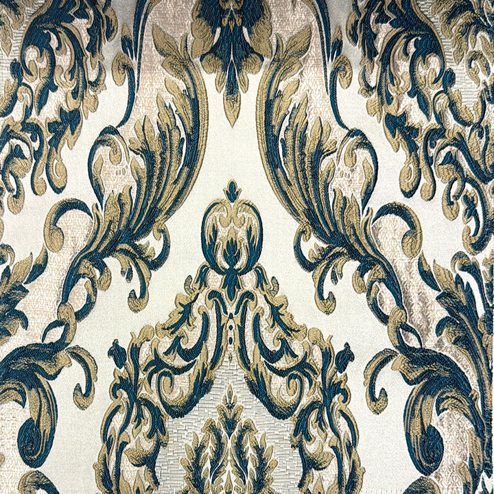 Eldenburg Cerulean Textured Damask Jacquard Brocade Fabric