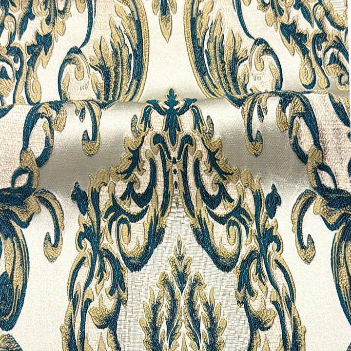 Eldenburg Cerulean Textured Damask Jacquard Brocade Fabric