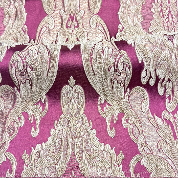 Eldenburg  Magenta Textured Damask Jacquard Brocade Fabric