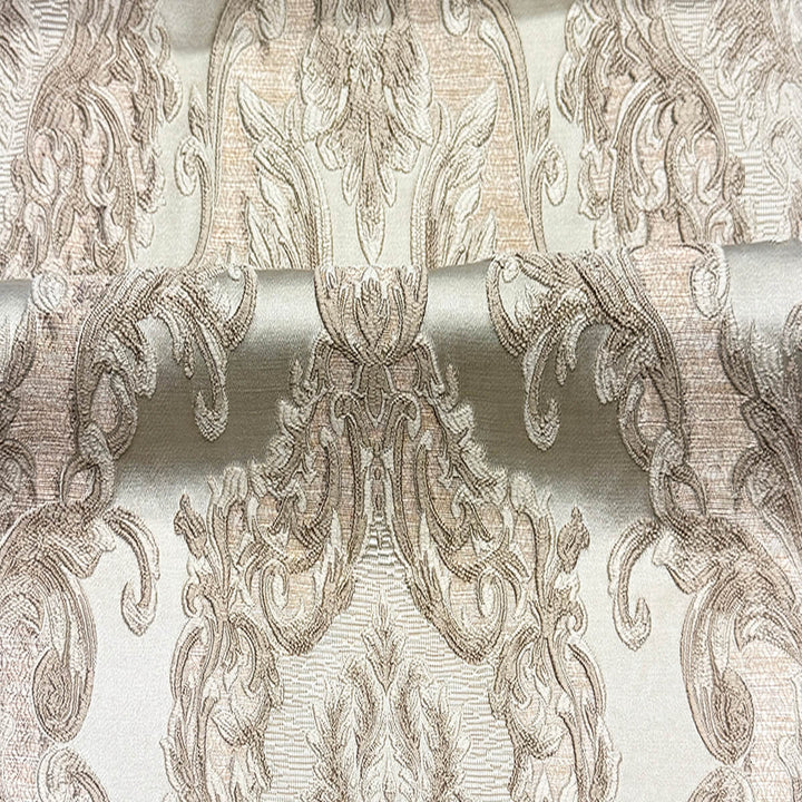 Eldenburg Beige Textured Damask Jacquard Brocade Fabric