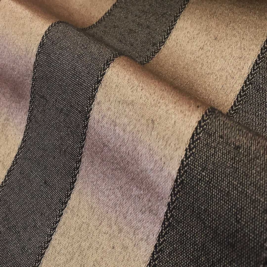 BARITON Bronze Brown Classic Contrasting Striped Brocade Jacquard Fabric