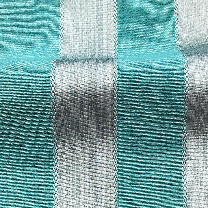 BARITON Teal Blue Gold Classic Contrasting Striped Brocade Jacquard Fabric