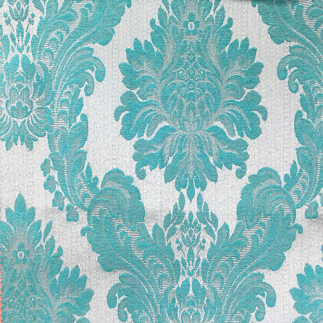 TENOR Teal Blue Large Damask Jacquard Fabric