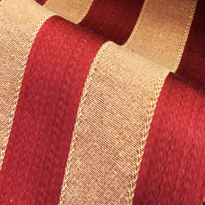 BARITON Red Gold Classic Contrasting Striped Brocade Jacquard Fabric