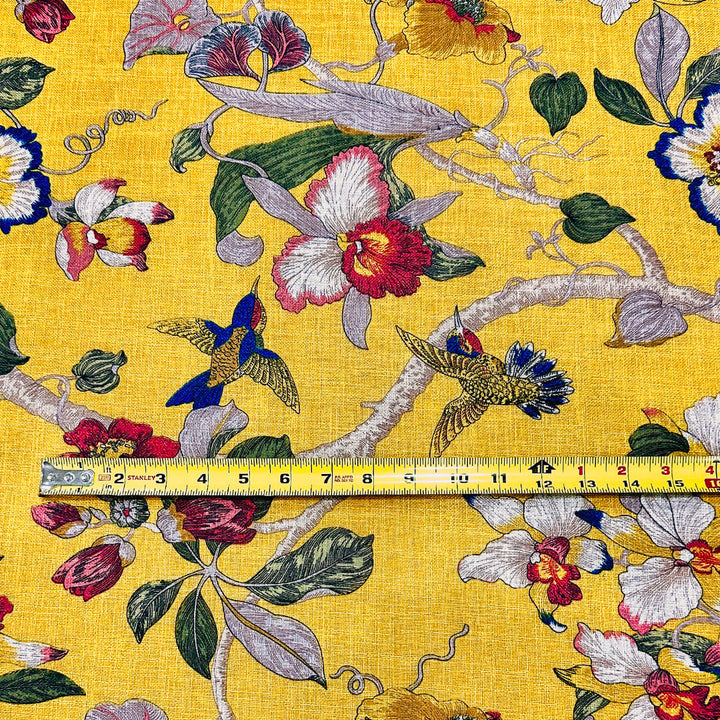 3 COLORS / Linen Floral Multicolor Fabric with Bonded Quilting Batting Back Side