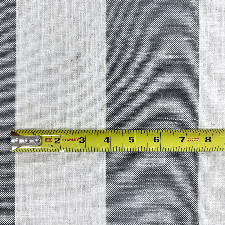 118" WIDE Winchester Gray Beige Stripe Poly Linen Fabric