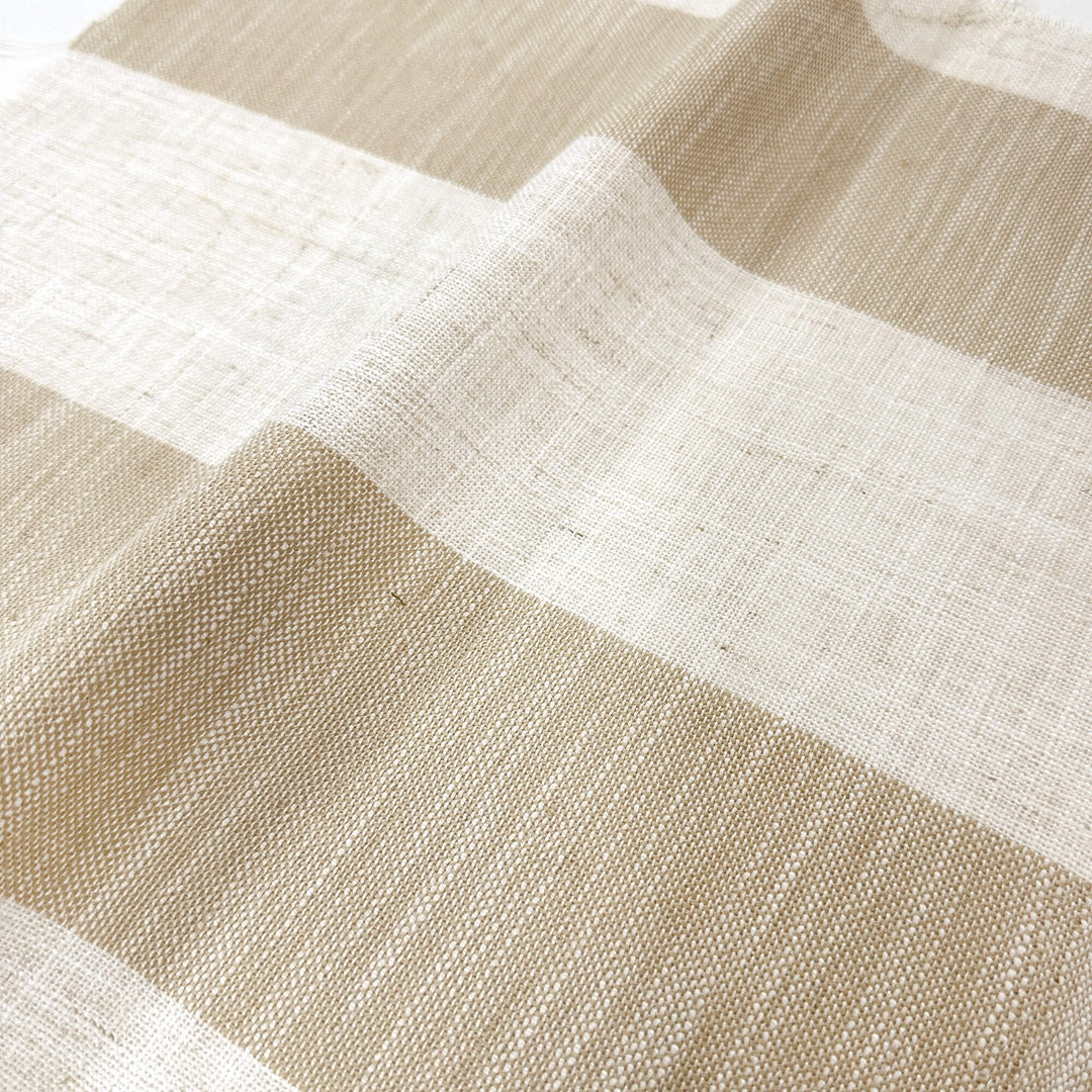 118" WIDE Winchester Natural Beige Stripe Poly Linen Fabric