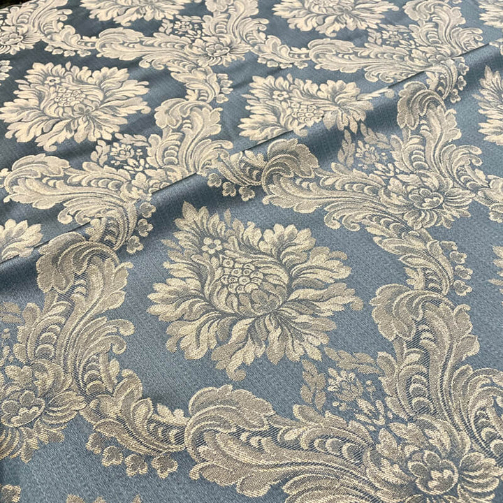 TENOR Blue Large Damask Jacquard Fabric