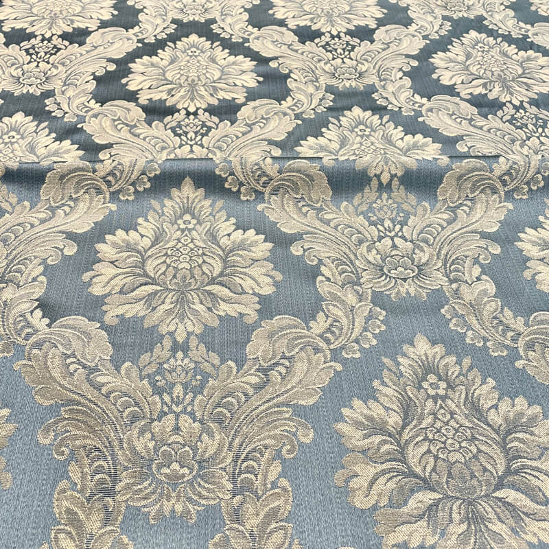 TENOR Blue Large Damask Jacquard Fabric