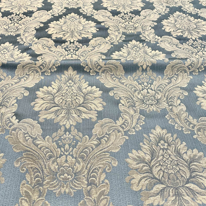 TENOR Blue Large Damask Jacquard Fabric