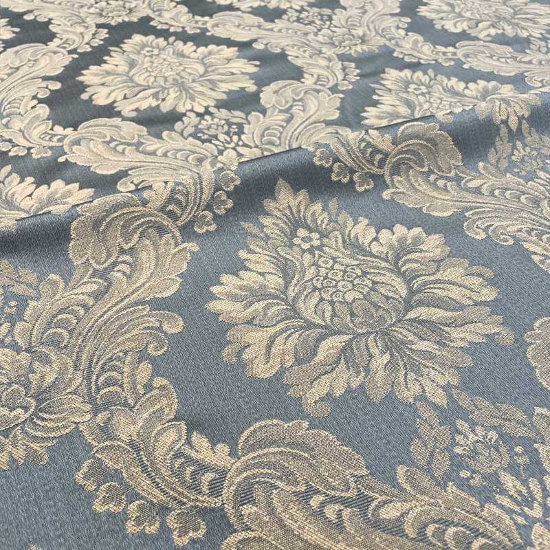 TENOR Blue Large Damask Jacquard Fabric