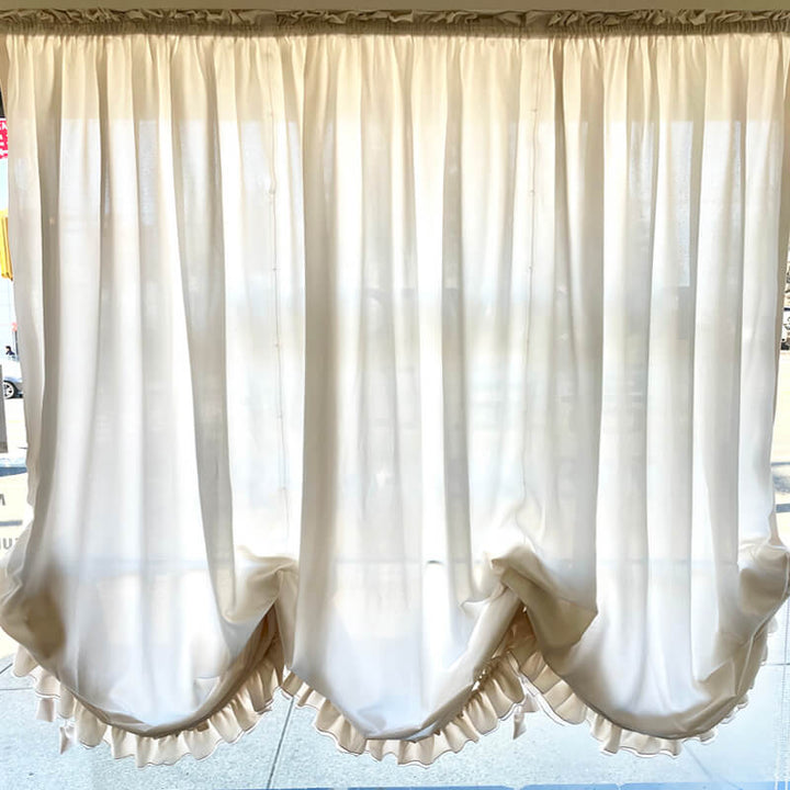 Sheer Ruffled Austrian Roman Shade Wallcovering / Custom Made Window Treatment Door Blinds