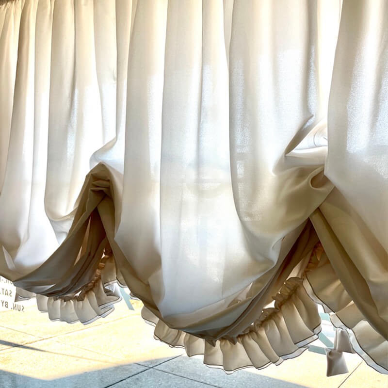 Sheer Ruffled Austrian Roman Shade Wallcovering / Custom Made Window Treatment Door Blinds