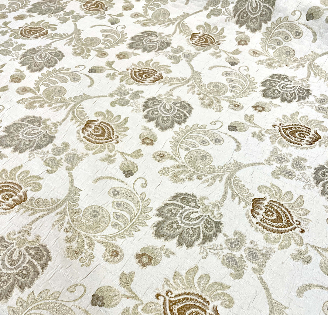 Floral Paisley Chenille Jacquard Beige Fabric