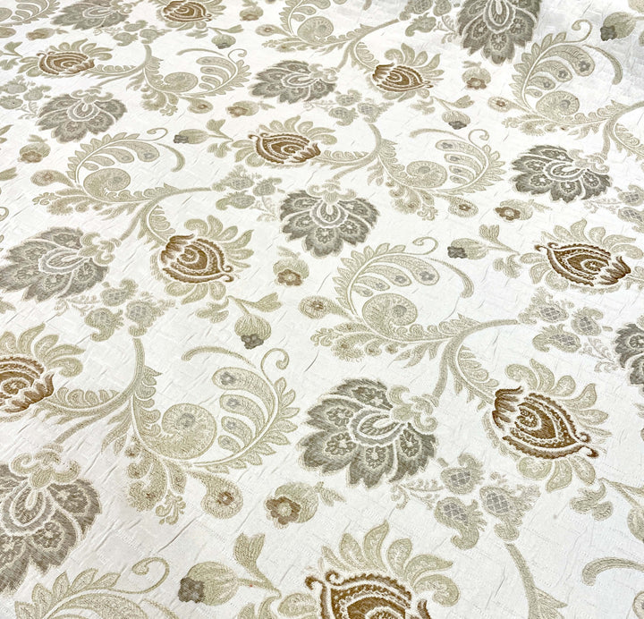 Floral Paisley Chenille Jacquard Beige Fabric
