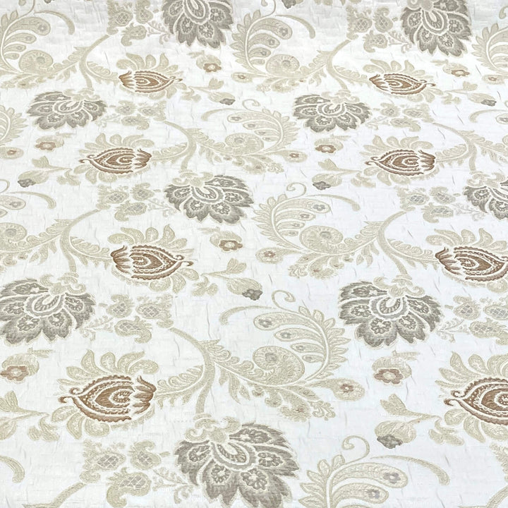 Floral Paisley Chenille Jacquard Beige Fabric